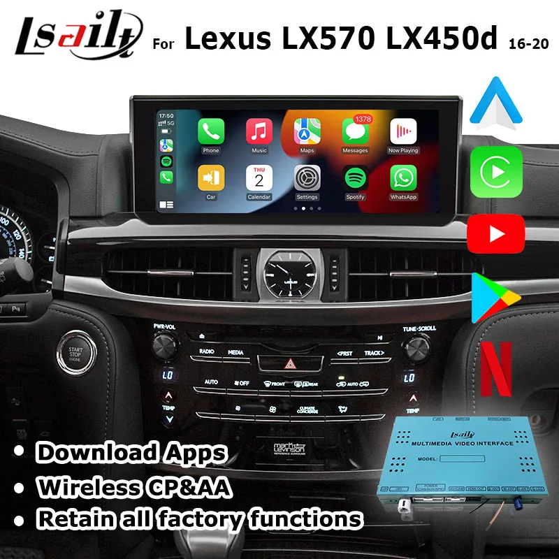 

Lsailt Wireless CP Android Interface for Lexus LX LX570 LX460d 2013-current with Car Play Video Interface, Waze,Google Play