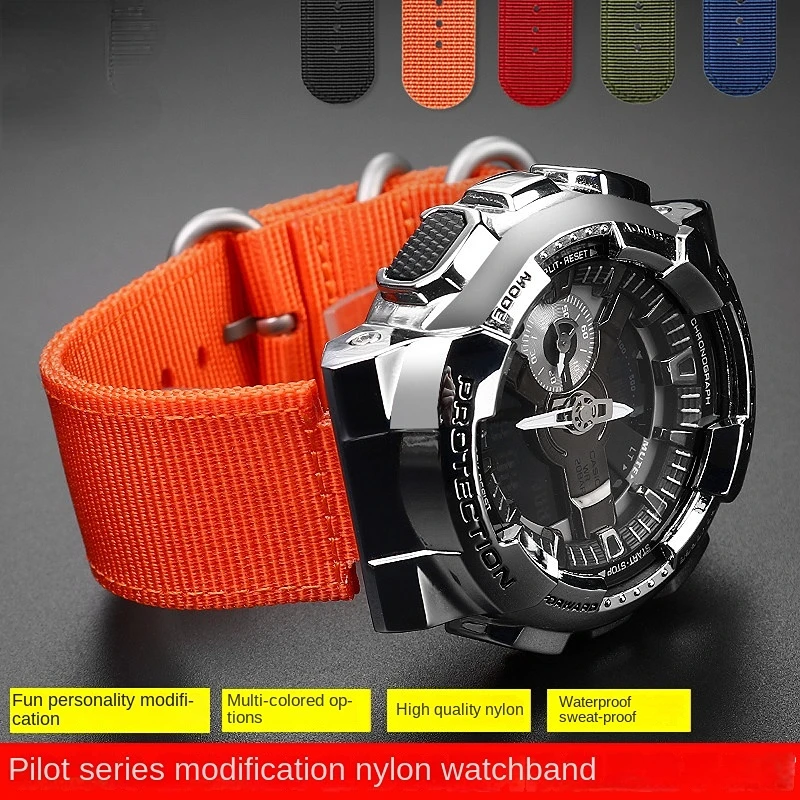 Cinturino Convesso Da 16Mm Per Casio G-Shock Gm110 Gm2100 Ga900 Gba-800 Gbd-800 Ga-800 Cinturino Per Orologio In Tela Di Nylon Modificato Da Uomo