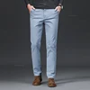 9 Color Men's Cotton Casual Pants Elastic Waist Slim Straight Solid Color Business Trousers Four Seasons Brand Male Clothes 5