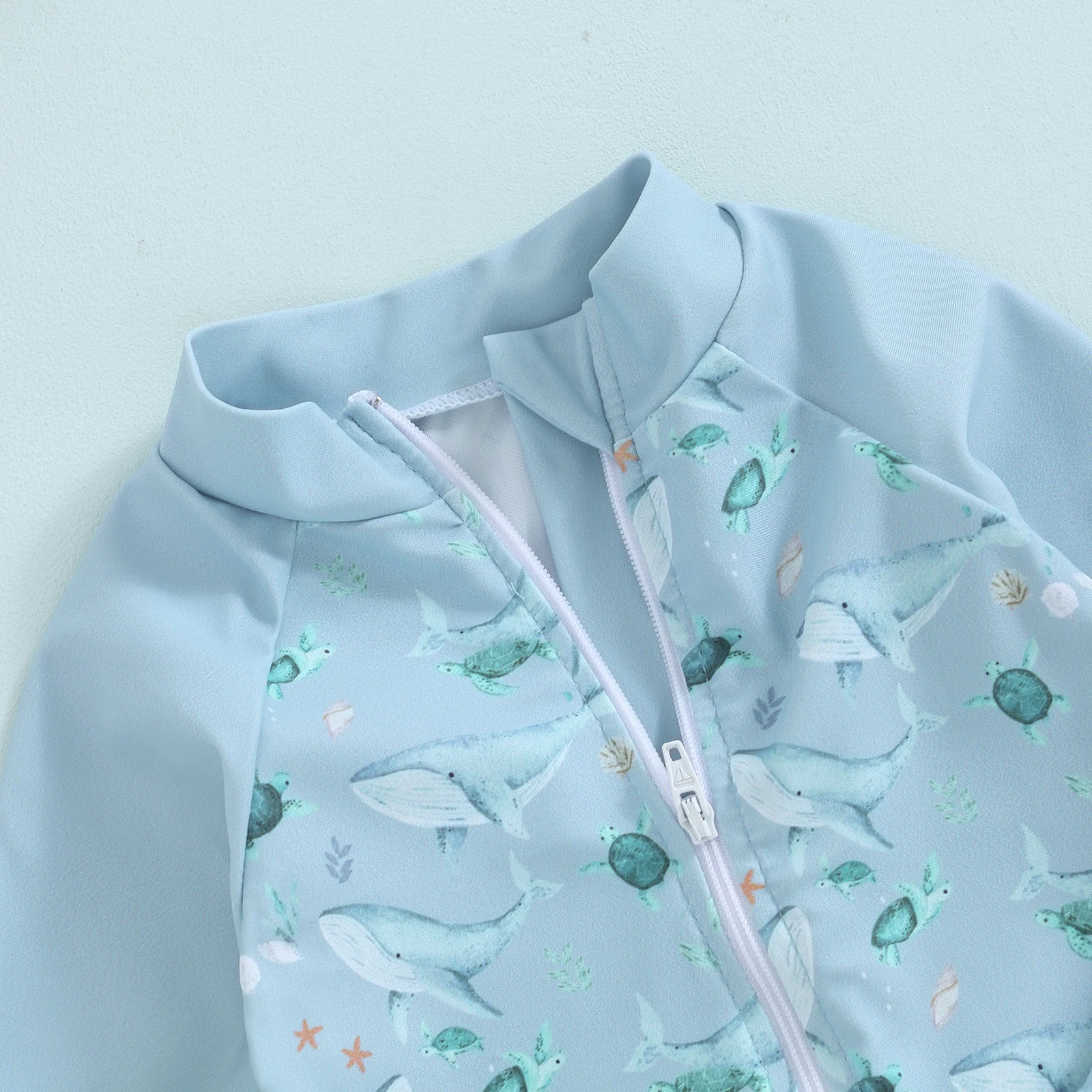 Baby Boys Whale Print Summer Long Sleeve Swimwear Set Rash Guard Swimsuit Sun Hat Toddler Bathing Suit Outfit