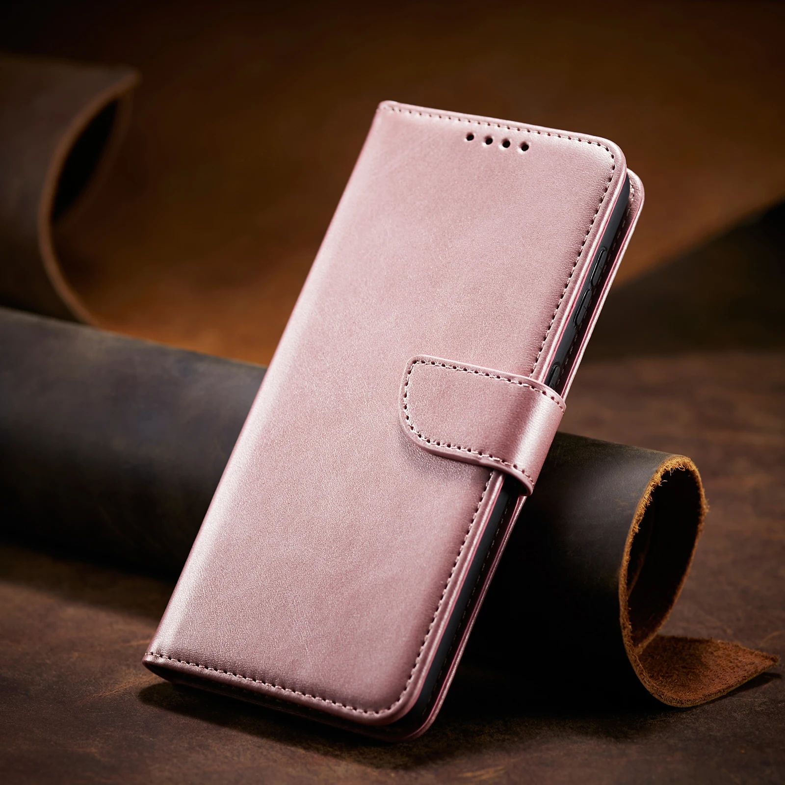 Solid Color PU Leather Flip Wallet Phone Cover