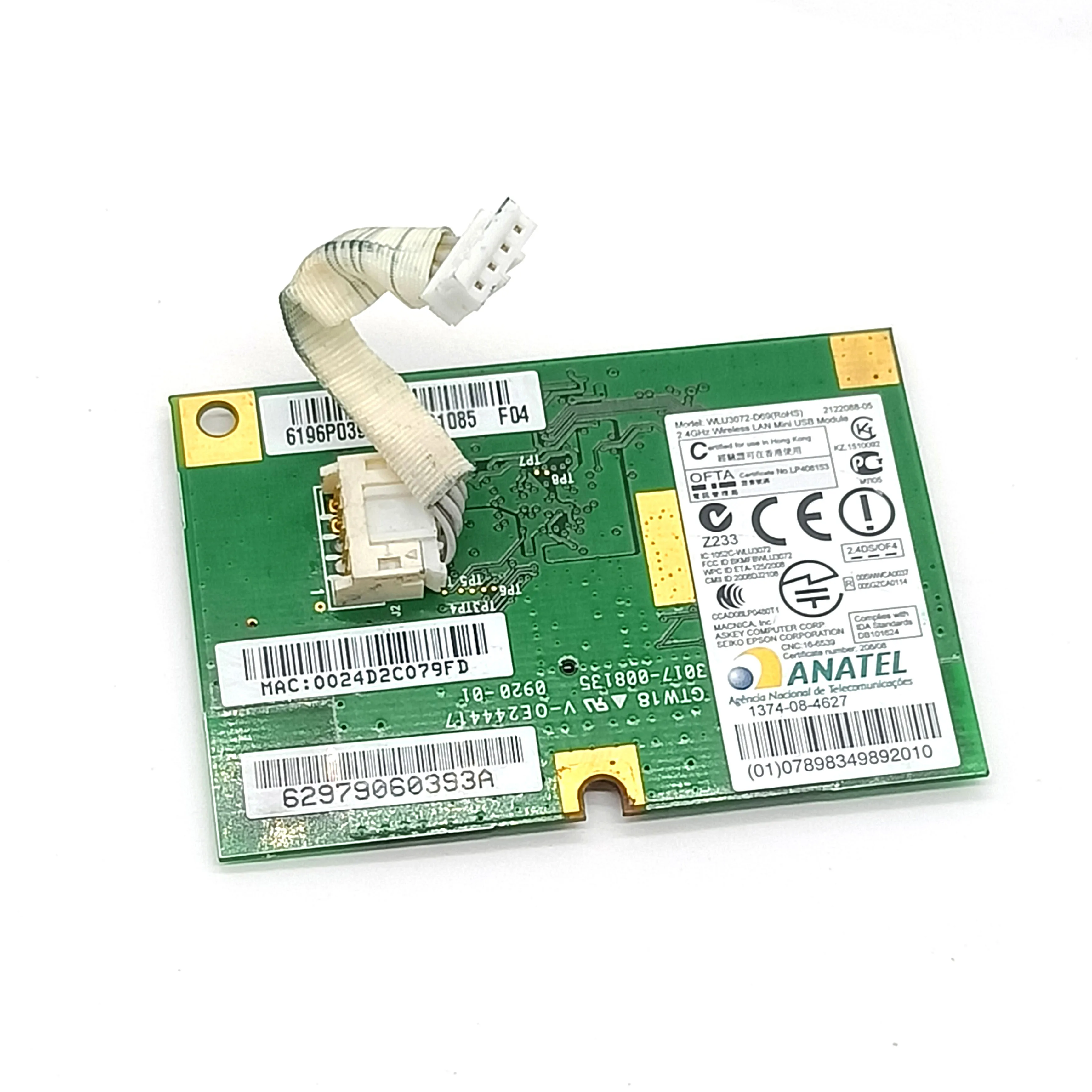 

Беспроводная плата LAN для USB модуля в сборе, модель A810, подходит для Epson A800, A730, A710, A725, A700, A830