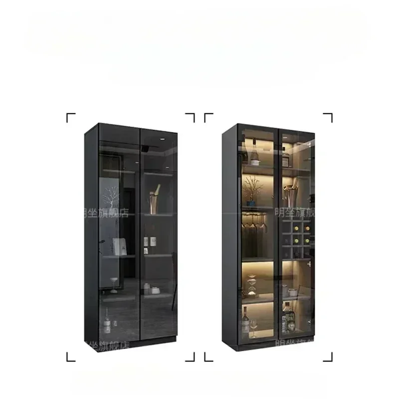 Glass Door Wine Cabinet Modern Simple Living Room Home Light Luxury Dining Side Cabinet Restaurant Meuble Vin Bar Furniture