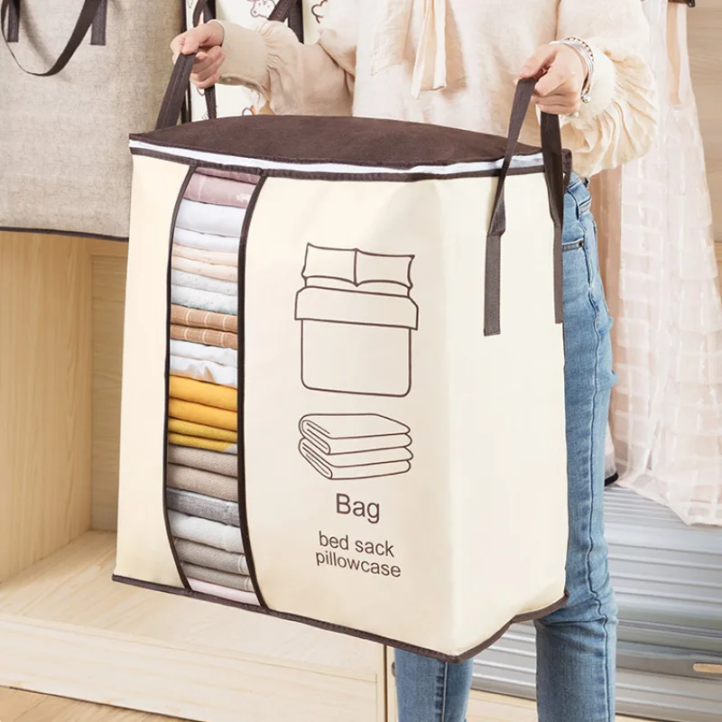 Creative thickened non-woven vertical version of the double ear handheld quilt clothing organization multi-purpose storage bag 6