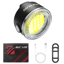 BUCKLOS COB Rechargeable Bicycle Taillight - Bright Night Riding Warning Light for Road and Mountain Bikes (White Light - 1PC)