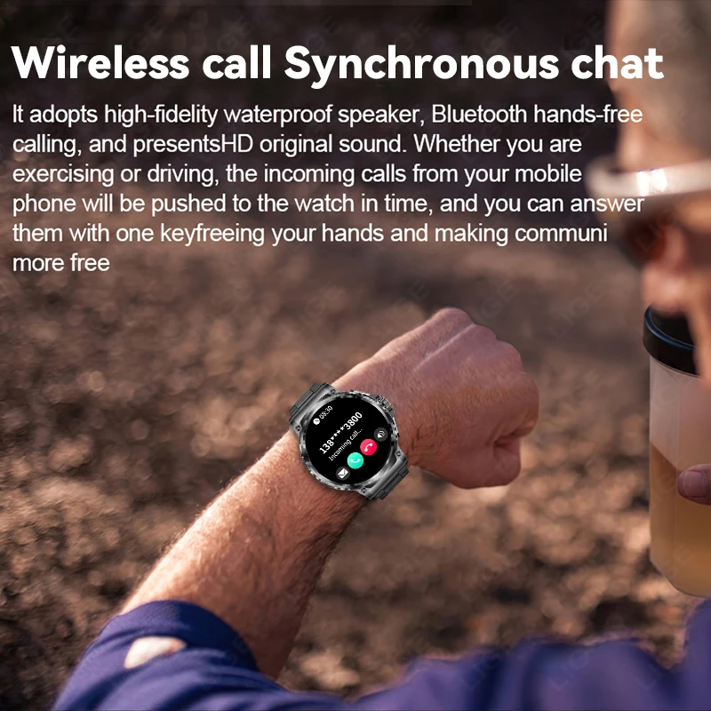 LIGE 710MAH Large Battery Smart Watch Men Outdoor Sports Fitness Bluetooth Call Bracelet Heart Rate Tracker 2025 Smartwatch Gift