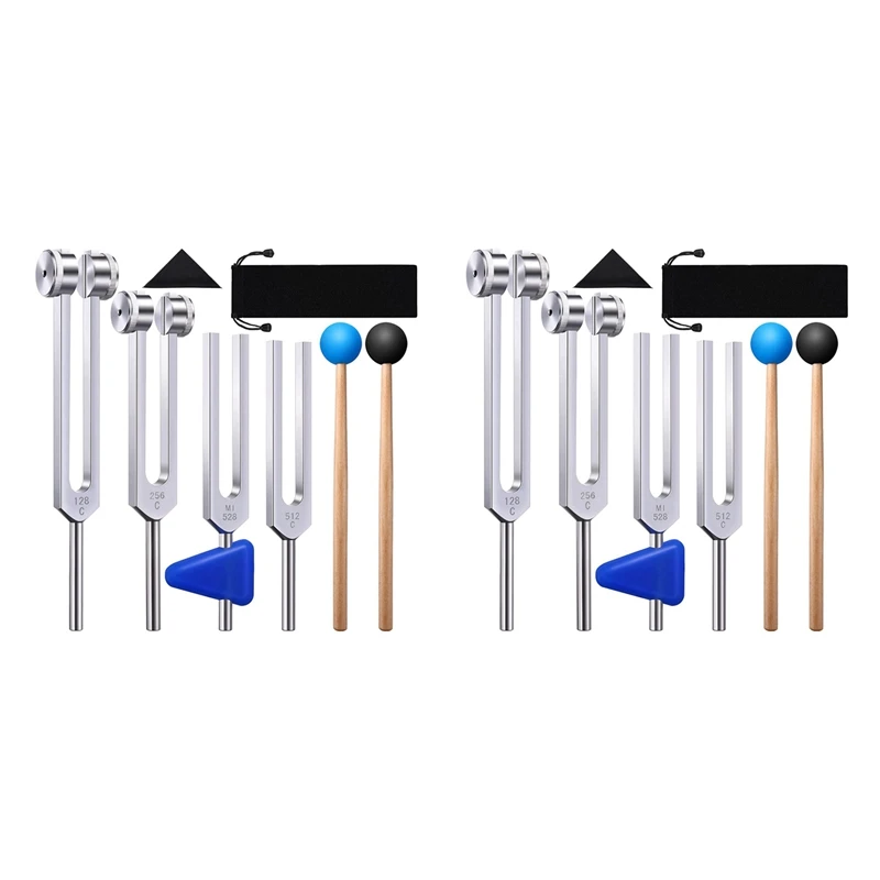 

8 Pack Tuning Fork Set(128 Hz,256 Hz,512 Hz,528 Hz)With Tuning Fork Hammer For Sound Healing Sound Vibration Tools