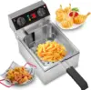 10.6QT/10L Electric Deep Fryer w/Basket & Lid, Stainless Steel Countertop Fryers, 3000W Single Tank Frying Machine w/Adjustable 1