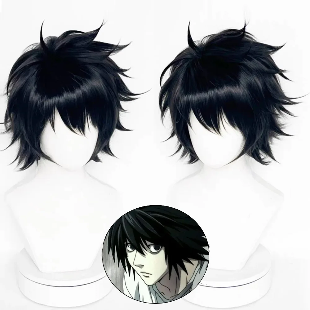 Death Note L Lawliet Al Rolette cos Wig Black Anti-upturned Anime Short Hair Comic Reality Show synthetic Wig
