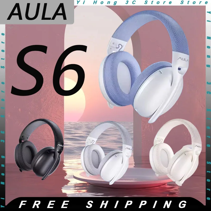 AULA S6 Wireless Headphone Esports Head-mounted Headsets 2.4G/Bluetooth/Wired Lightweight Earphones Mic PC Gaming Laptop wireless headphones wireless headset gaming headphones