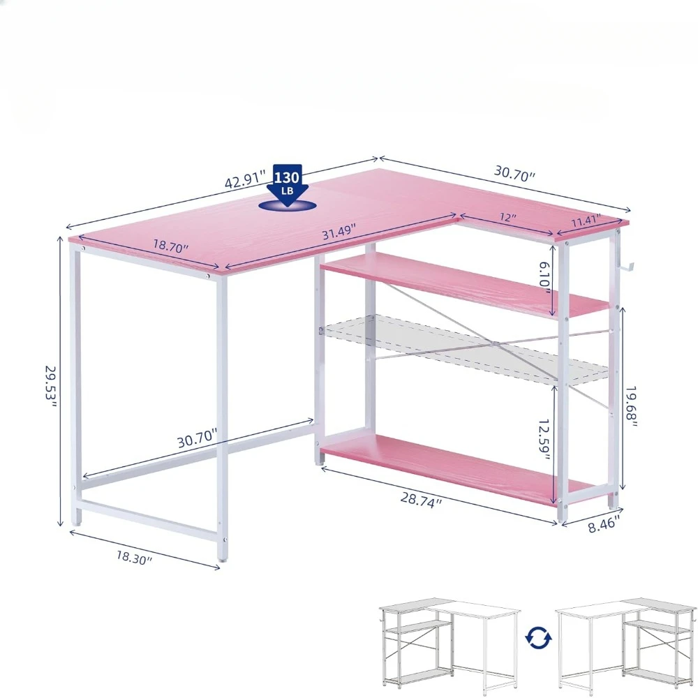 43 Inch L Shaped Computer Desk Small Corner Desk for Small Space Home Office, Computers Desks 3