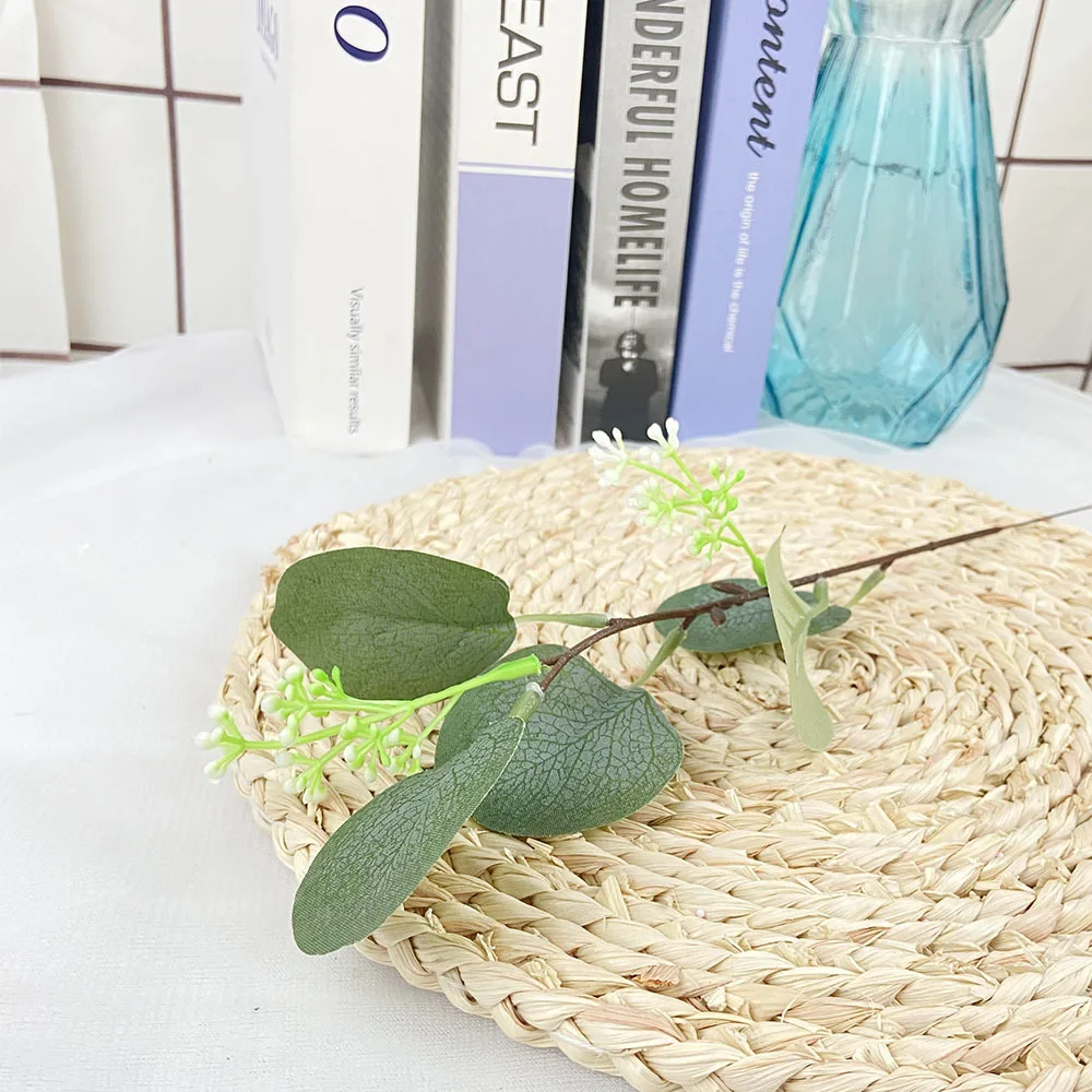 

Birthday Party Decoration 10pcs Single Branch Eucalyptus Leaves DIY Home Flower Bouquet Accessories Simulation Plant Silk Grass