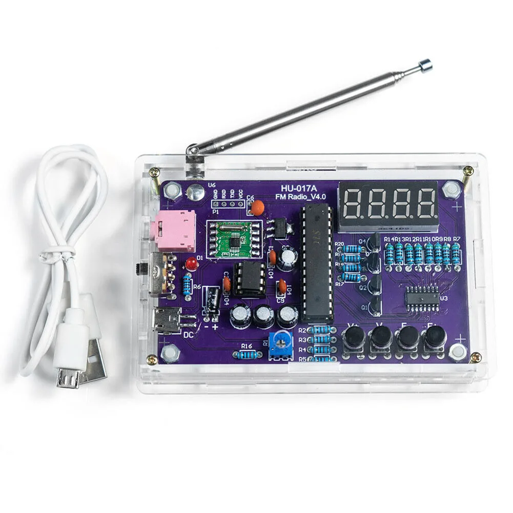 

1 Set Electronic FM Radio Kit 0.5w Soldering Practice Kit HU-017A RDA5807S FM Radio Kit 87-108MHz Electrical Equipment Supplies