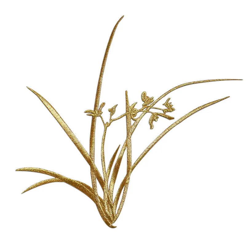 Chinesische Art Orchidee Eisen-auf Stickerei Patches, große Größe Patches für Kleidung, Rock DIY Dekorative, Handgemachte Blumen – Detail 6