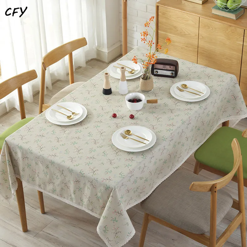 Small Floral Cotton Linen Pastoral Rectangular Table Cloth Kitchen Table Map Towel Dining Table Cloth Tablecloth Decoration