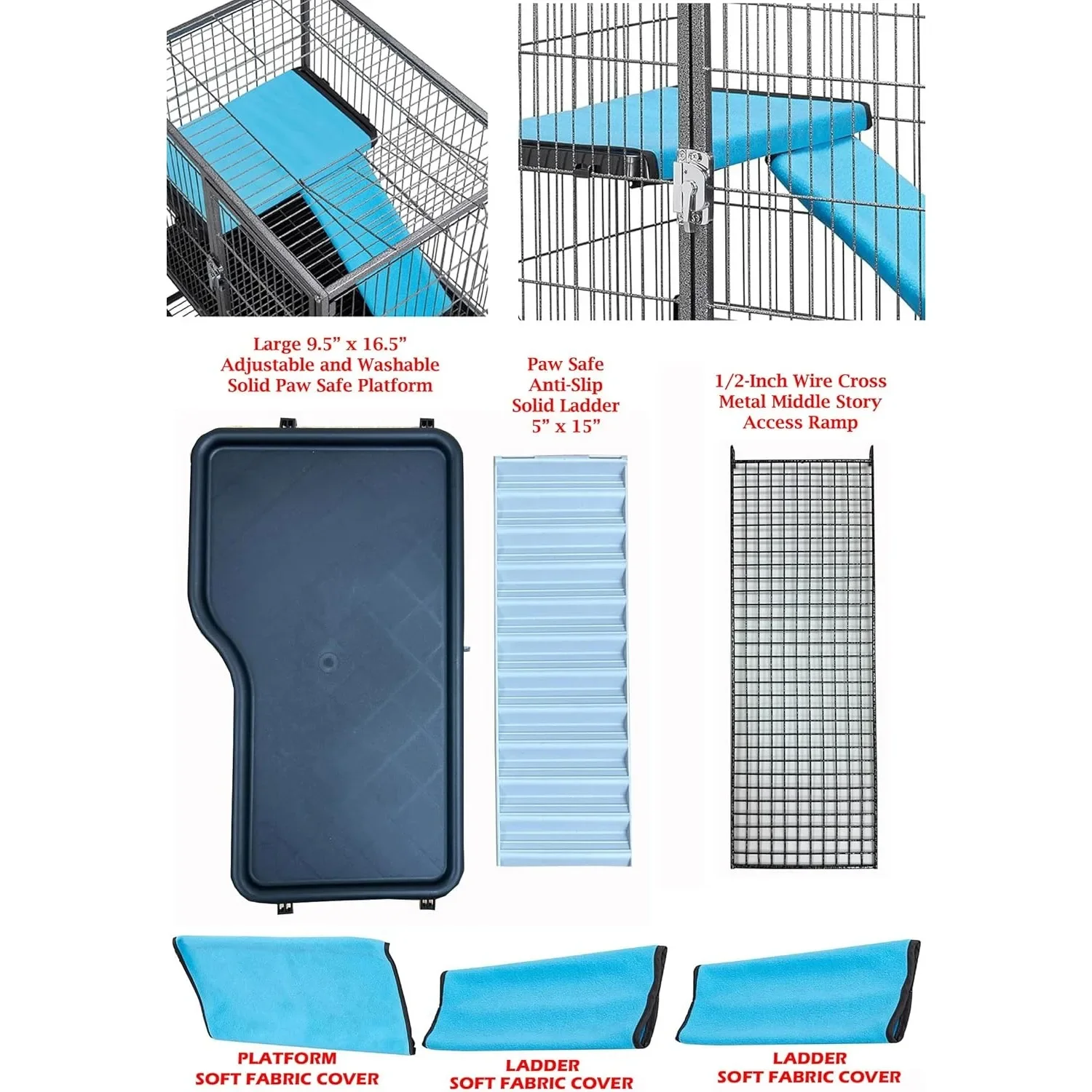 Two Story Extra Large 4-Level Double Front Doors Wrought Iron Cage Tight 1/2-inch Spacing Rolling Stand Hammock 5