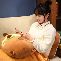 20~36CM Capybara Pillow Cute Simulation Bread Hamburger Kapibala Plush Doll Cartoon Animals French Fries Stuffed Plush Toy 2