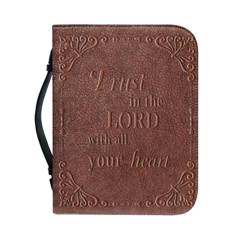 Bible Carrying Case PU Leather Bible Case With Handle Portable Carrying Book Case Church Bag With Handle For Church Bible Study