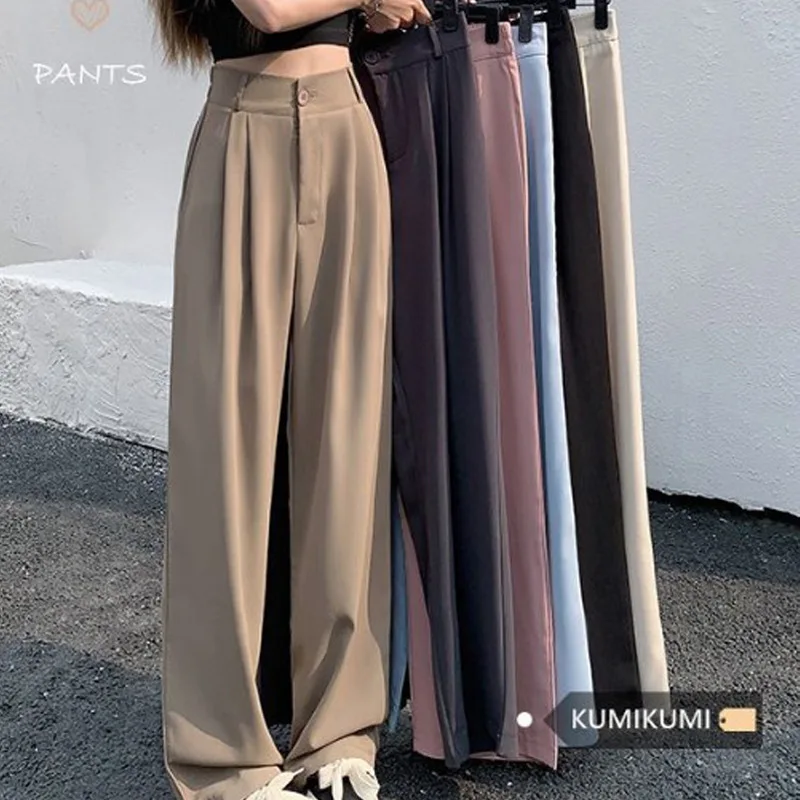Pantalon de costume noir pour femmes, taille élastique, Slim