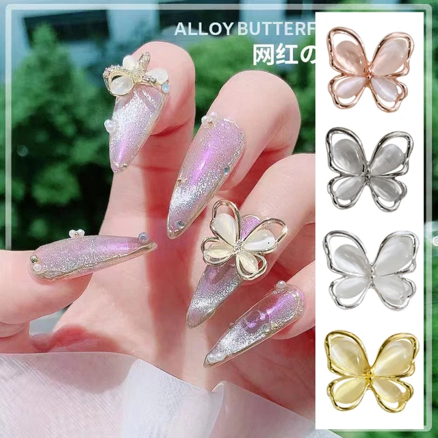 Best Deal for 10Pcs 3D Butterfly Nail Charms - Metal Alloy Multicolor