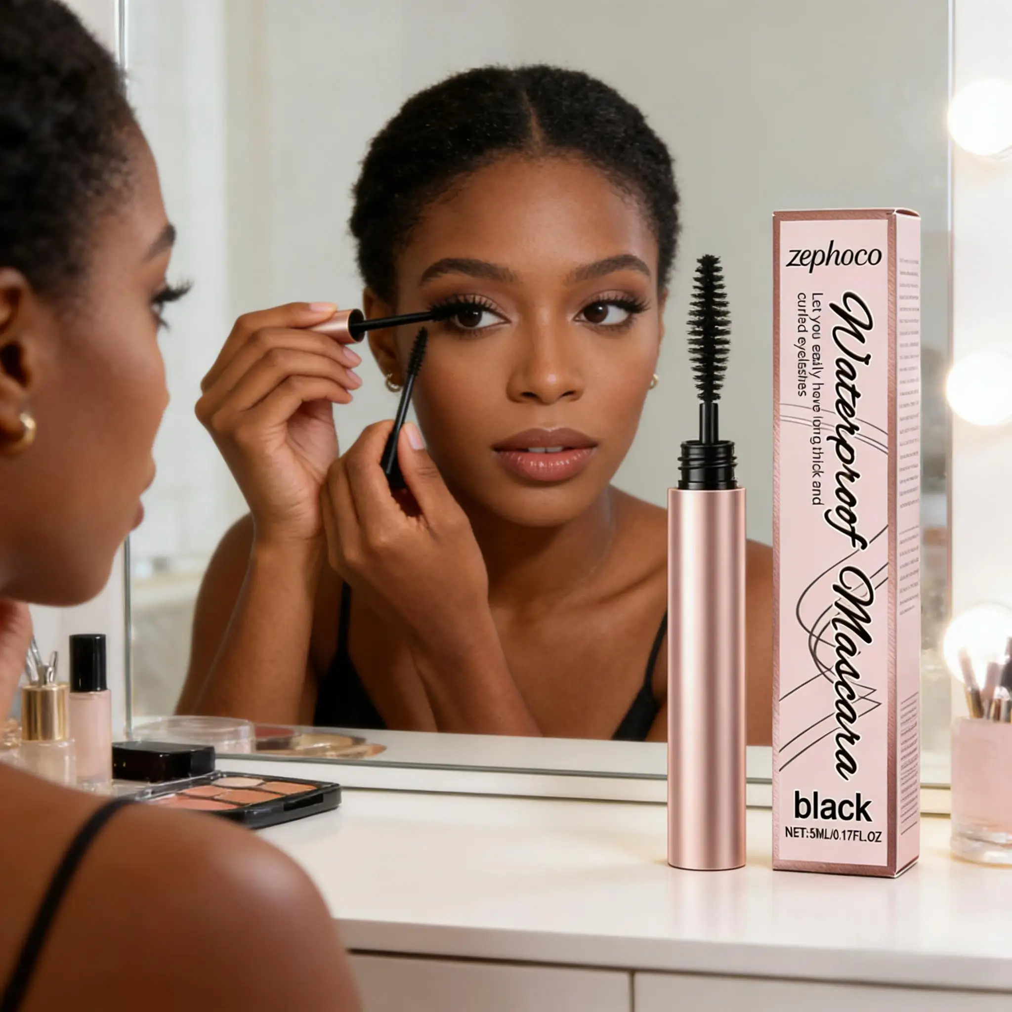 4d Black Mascara Waterproof Volumizing And Curling Silk Fiber_voghion.com