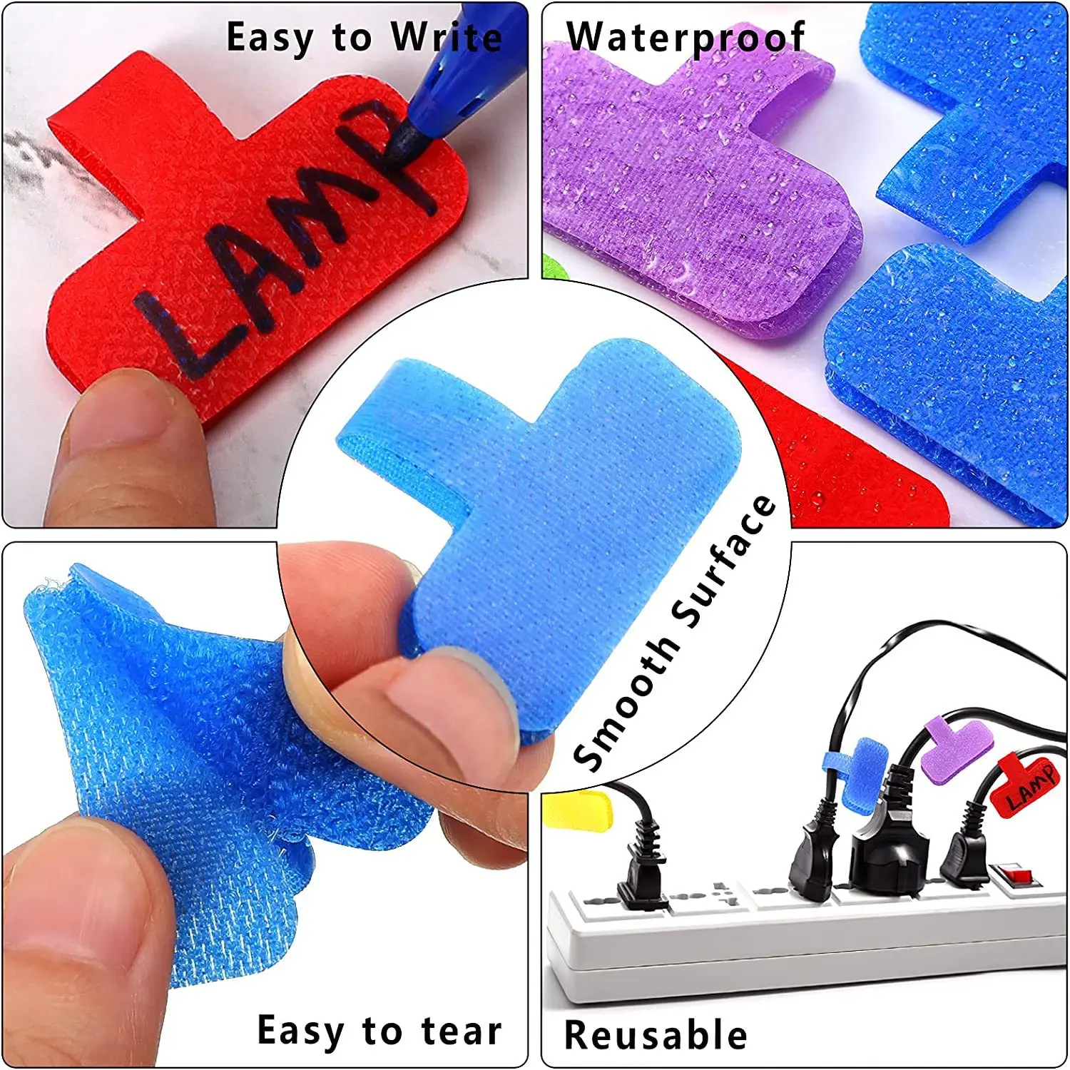 Self Adhesive Cable Labels Reusable Writable Cord Label Tags Cable Management Wire Organizer Home Wires Handwriting Tags