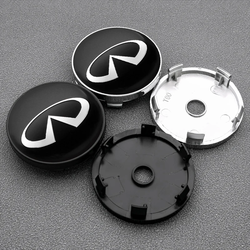 4-Pack Wheel Hub Center Caps For Infiniti FX35, Q50, QX60 & More - Aluminum Alloy With Logo, Waterproof