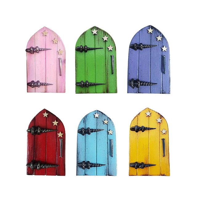 Miniatűr Elf Tündérajtó Figurák Fa Kapu Ajtók Udvari Művészet Szobor Díszek Kézműves Kerti Otthoni Dekorációk