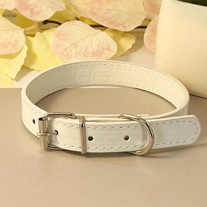 Multicolor Leather Pet Collar with Bell - Non-strangled Design