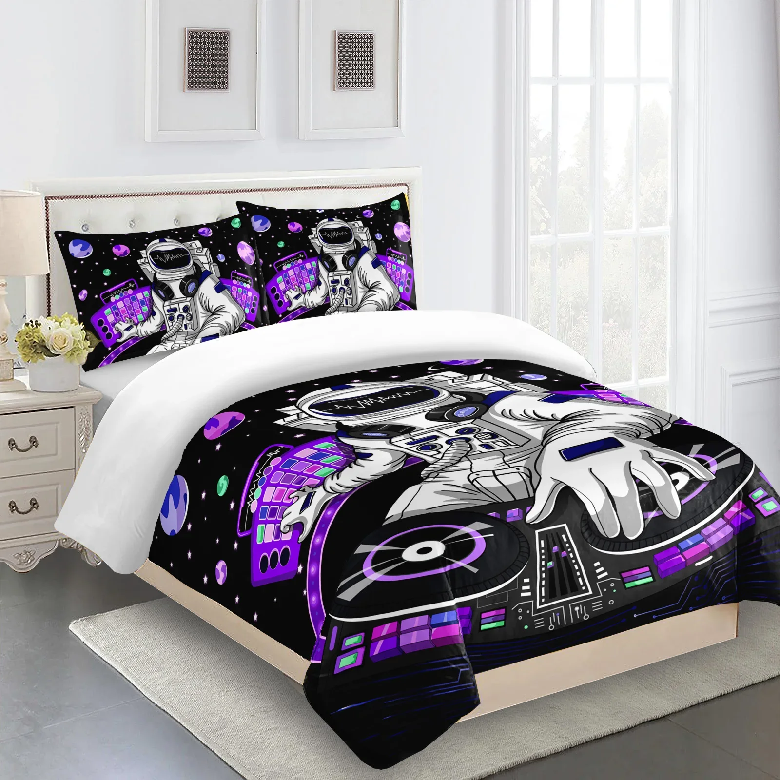 Bedding Set Astronaut Printed Pattern Duvet Cover Kids Adult Bed Set Room Decor Individual Pillowcase, Duvet Cover or Set