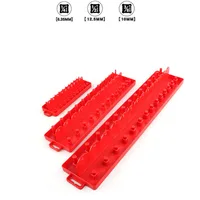 3Pcs Sae Socket Head Storag Organizere British System 1/4" 3/8" 1/2" Red Shelf Stand Socket Wrench Holders Easy To Find 1