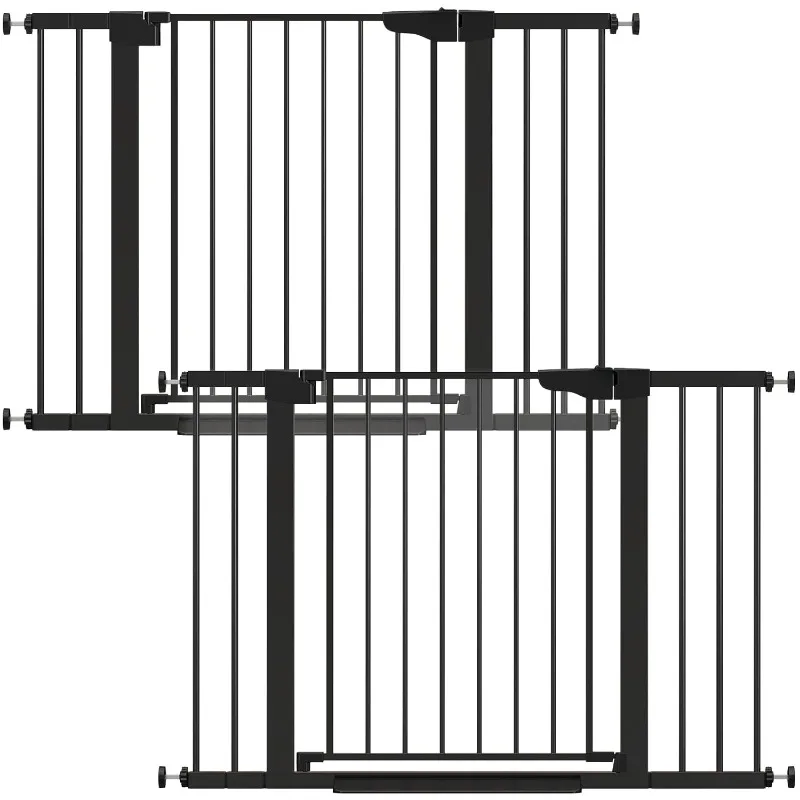 2-Pack 29.7-46 Inch Stair Gate Doorway Automatic Closing Dog Gate Indoor Easy-to-install Pressure-Mount Pet Gate Black Gates 2