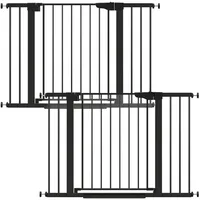 2-Pack 29.7-46 Inch Stair Gate Doorway Automatic Closing Dog Gate Indoor Easy-to-install Pressure-Mount Pet Gate Black Gates 2