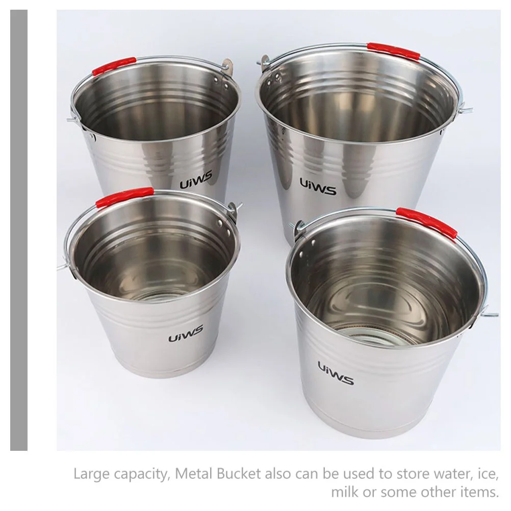 Stainless Steel Bucket Multifunctional with Handle Multipurpose Milk Trash Bin Beverage Thickened Storage Plastic
