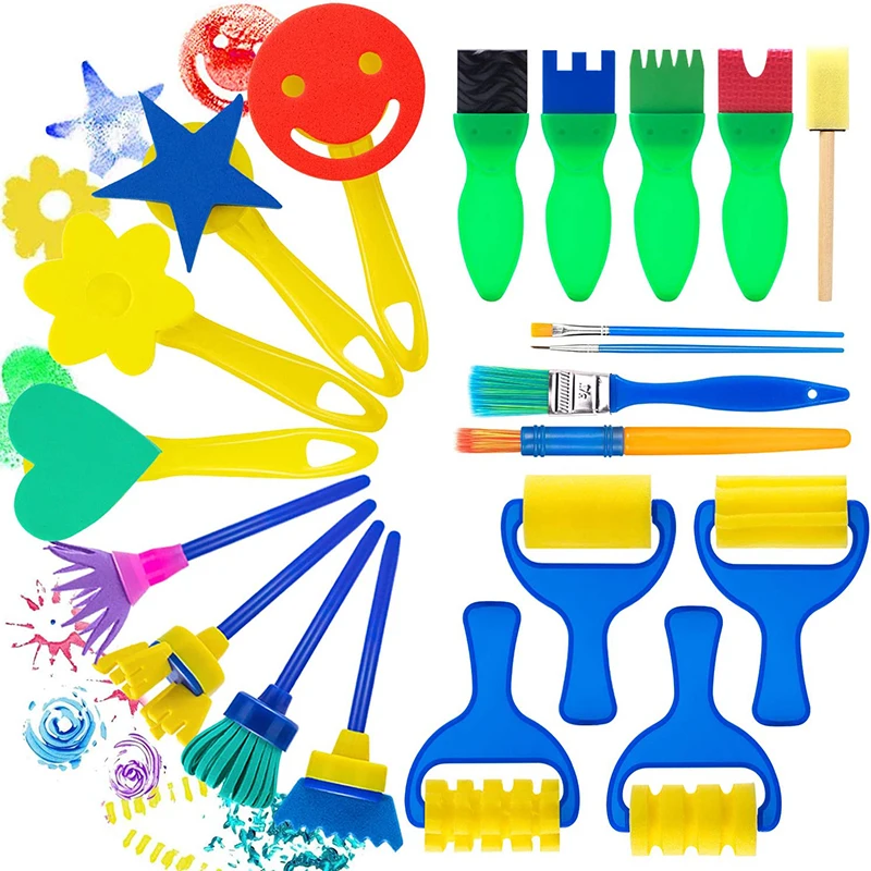 Kids Paint Sponges Round Foam Brush Set Painting Sponge Drawing Tools