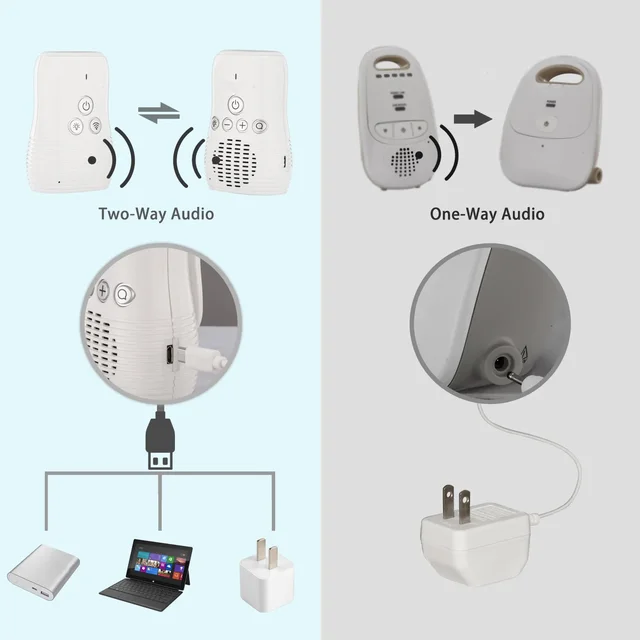 2.4Ghz Wireless Baby Monitor Small Portable Audio Baby Monitor Two-way Audio Function Intercom Rechargeable Battery 5