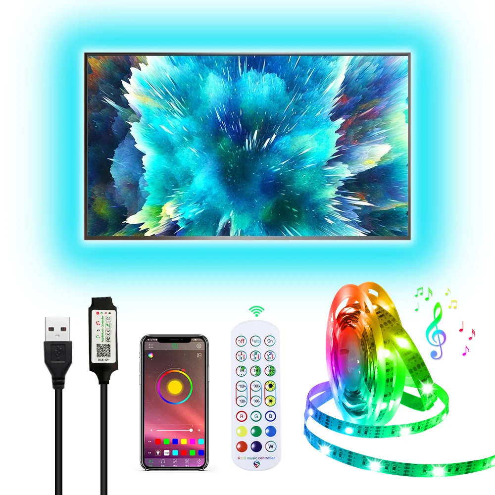 Светодиодная лента с USB светильник разъемом гибкая LED полоска поддержкой Bluetooth RGB