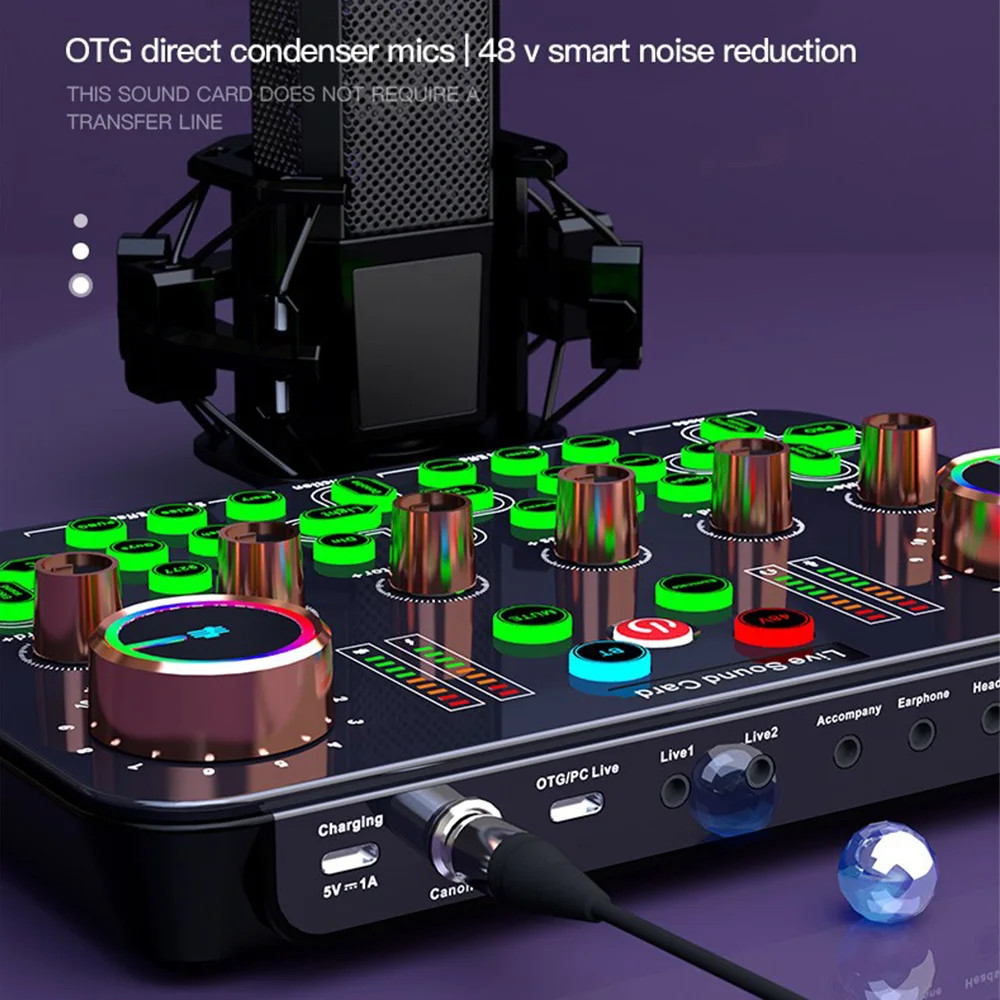 HD BT5.0 무선 48V DJ16 사운드 카드 마이크 가라오케, PC 전화 노래 게임용 라이브 스트리밍, K600 사운드 믹서