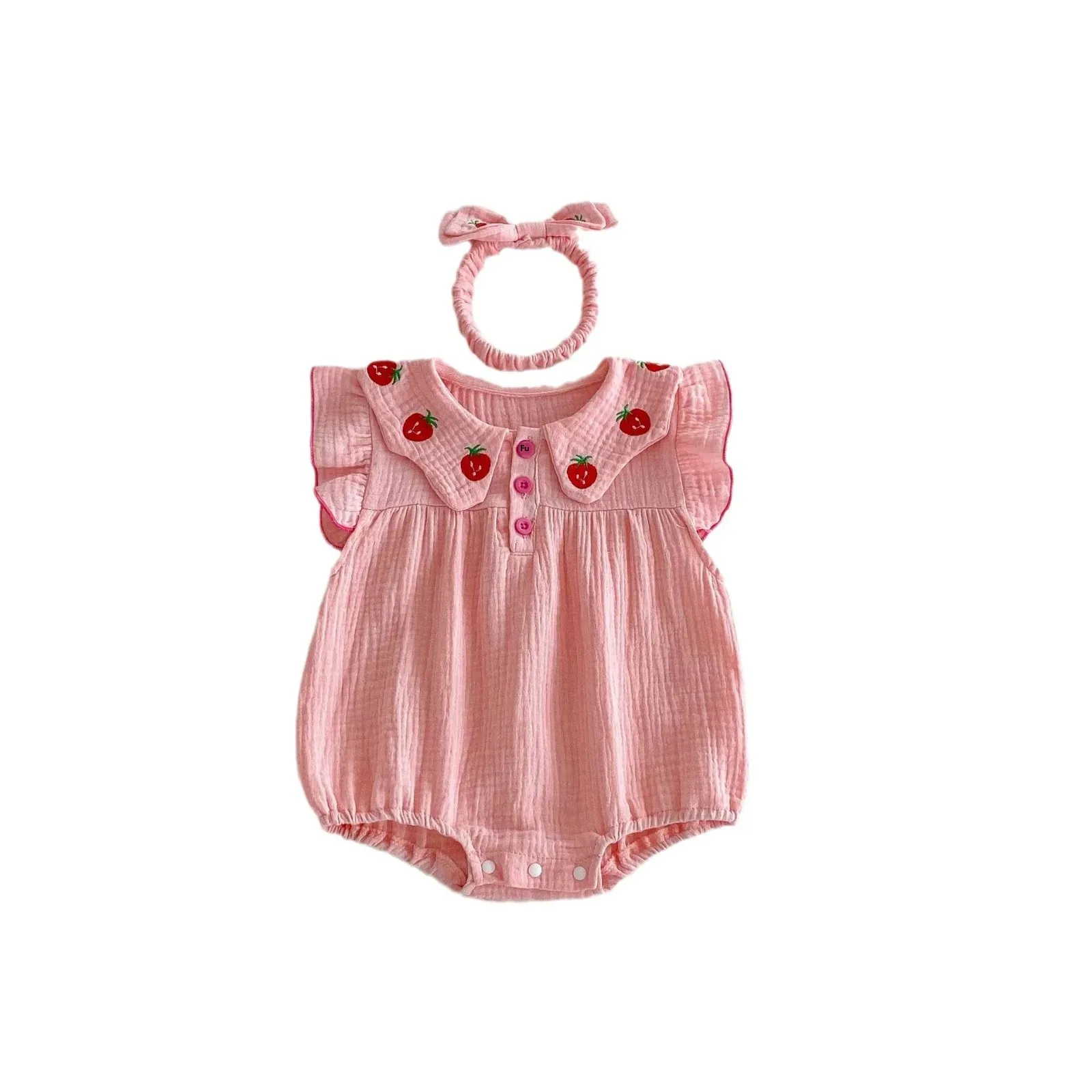 Cotton Babycrepe Princess Triangle Harem Romper Headscarf For Summer Infant Toddler Girls baby clothes