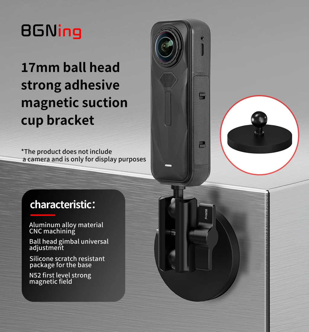 One Click Lock Stativadapter 17 mm Kugelkopf D66 Magnetfuß 360 drehbare Dämpfung für GoPro 13 Insta360 X5 DJI Action Kamera – Detail 13