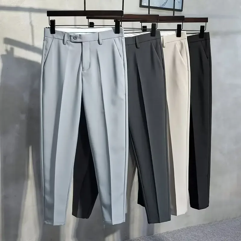 가을 캐주얼 남성용 스트레이트 레그 루즈핏, 주름 방지, 비즈니스 드레이프 슬림, 실루엣 남성 바지