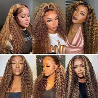 Perruque en cheveux humains HD Lace 13x6, bouclée, Remy, vietnamienne, colorée, Perruque frontale en dentelle 13x4, Perruque blonde à ondulations profondes 5