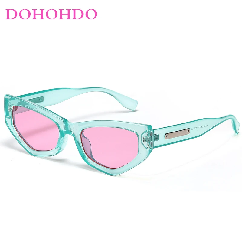 

DOHOHDO New Vintage Polygon Cat Eye Sunglasses For Women Men Candy Colors Shades UV400 Brand Designer Male Trending Sun Glasses
