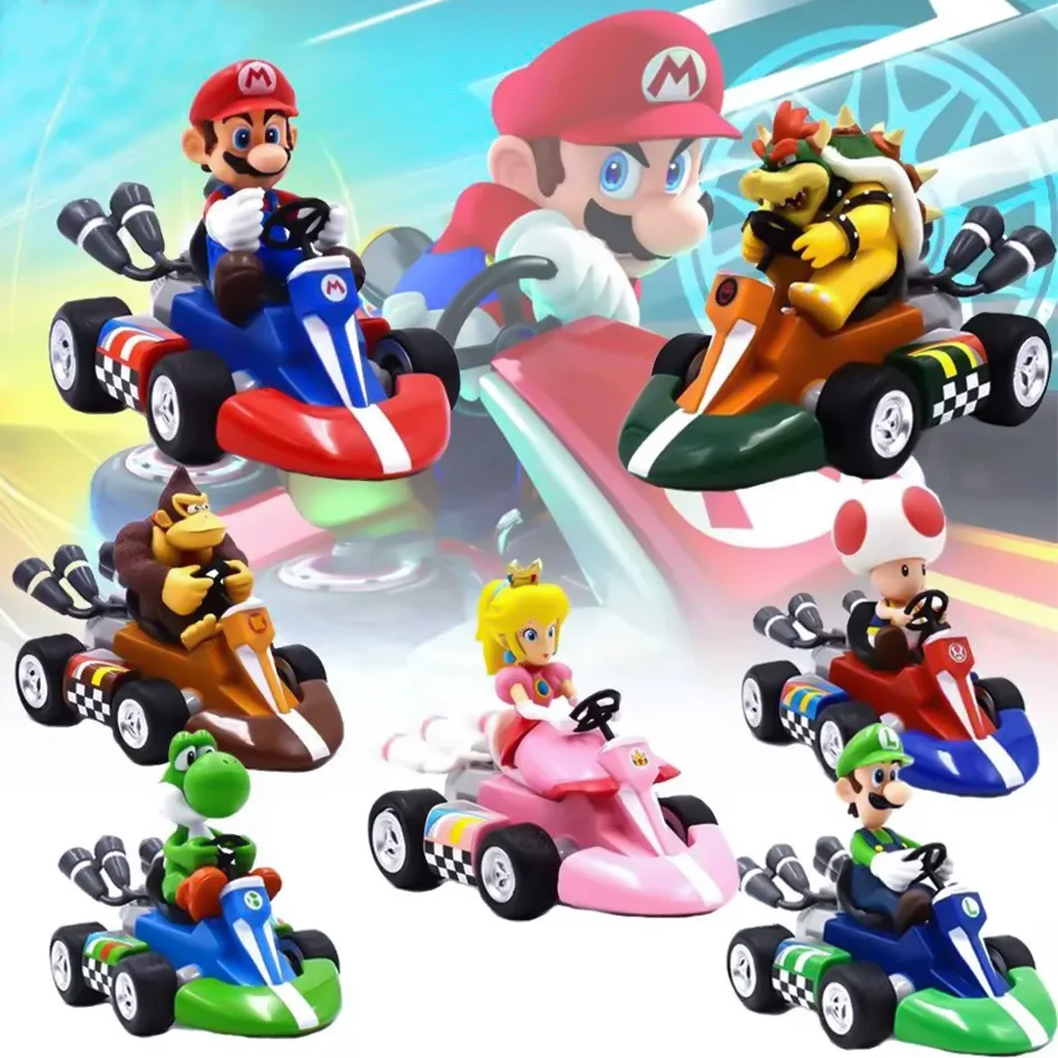 Anime Game Super Mario Bros Karting Luigi Bowser Princess Peach Yoshi Toad  Action Figure Toys Pull Back Car Gifts for Kids Gifts - AliExpress, image size:950x950