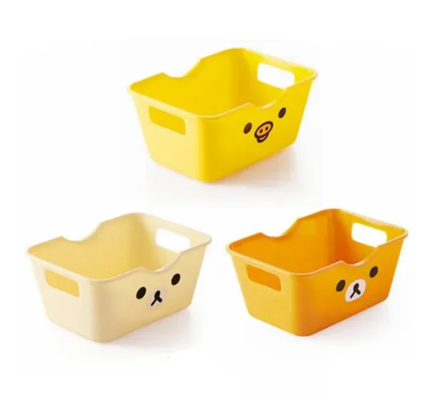 Description Picture 2 of item1PC Portable Mini Storage Baskets Desktop Sundries Organizer Laundry Basket Plastic Cosmetic Makeup Sorting Basket with Handle