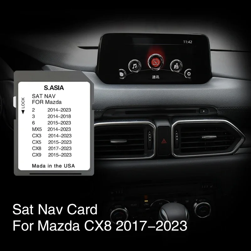 GPS-карта для Mazda CX8 с 2017 по 2023 г., автомобильная навигация, карта памяти, крышка, Южная Азия, Бруней, Даруссалам, Малайзия, Сингапур