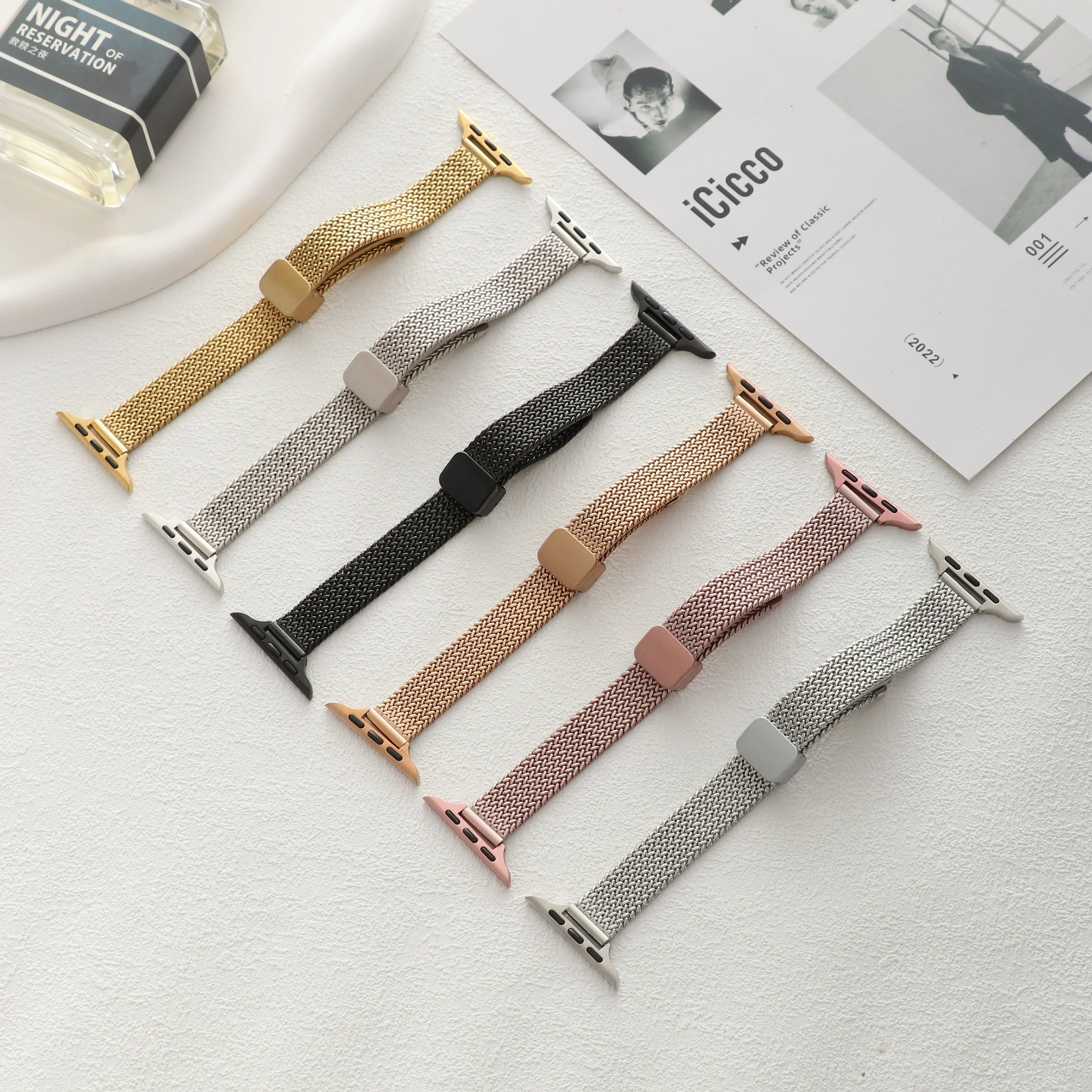 Luxury Slim Metal Magnetic Strap for IWatch 9 8 7 SE 6 Girl Wrist Band for Apple Watch 41mm 40mm 38 45 44 49mm Ultra Bracelet