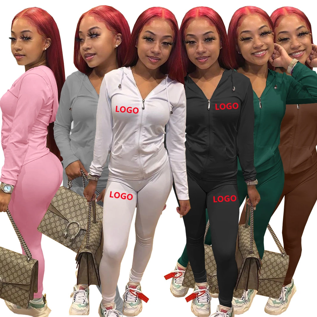 

2023 women wholesale clothing vendor Sexy Training Wear jogging Tracksuit Drawstring Sweatpants And Hoodie Set 2 piece set women