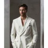 Men's Suits 2 Piece Set (Jacket+Pants) Peak Lapel Slim Wedding Ceremony Groom Best Tuxedo Elegant Party Solid Color Male Suit 2