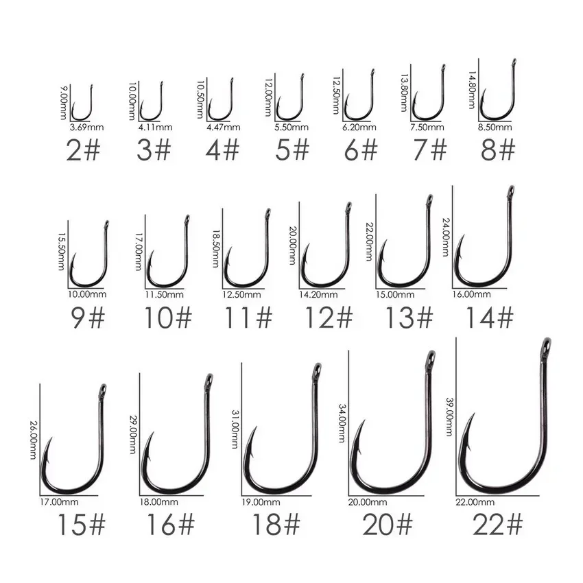Hame&ccedil;ons de p&ecirc;che Iseama cercle carpe yeux crochet de p&ecirc;che ensemble taille 2-15 # Hame&ccedil;ons Ring Eye Aorace 100 pi&egrave;ces/bo&icirc;te
